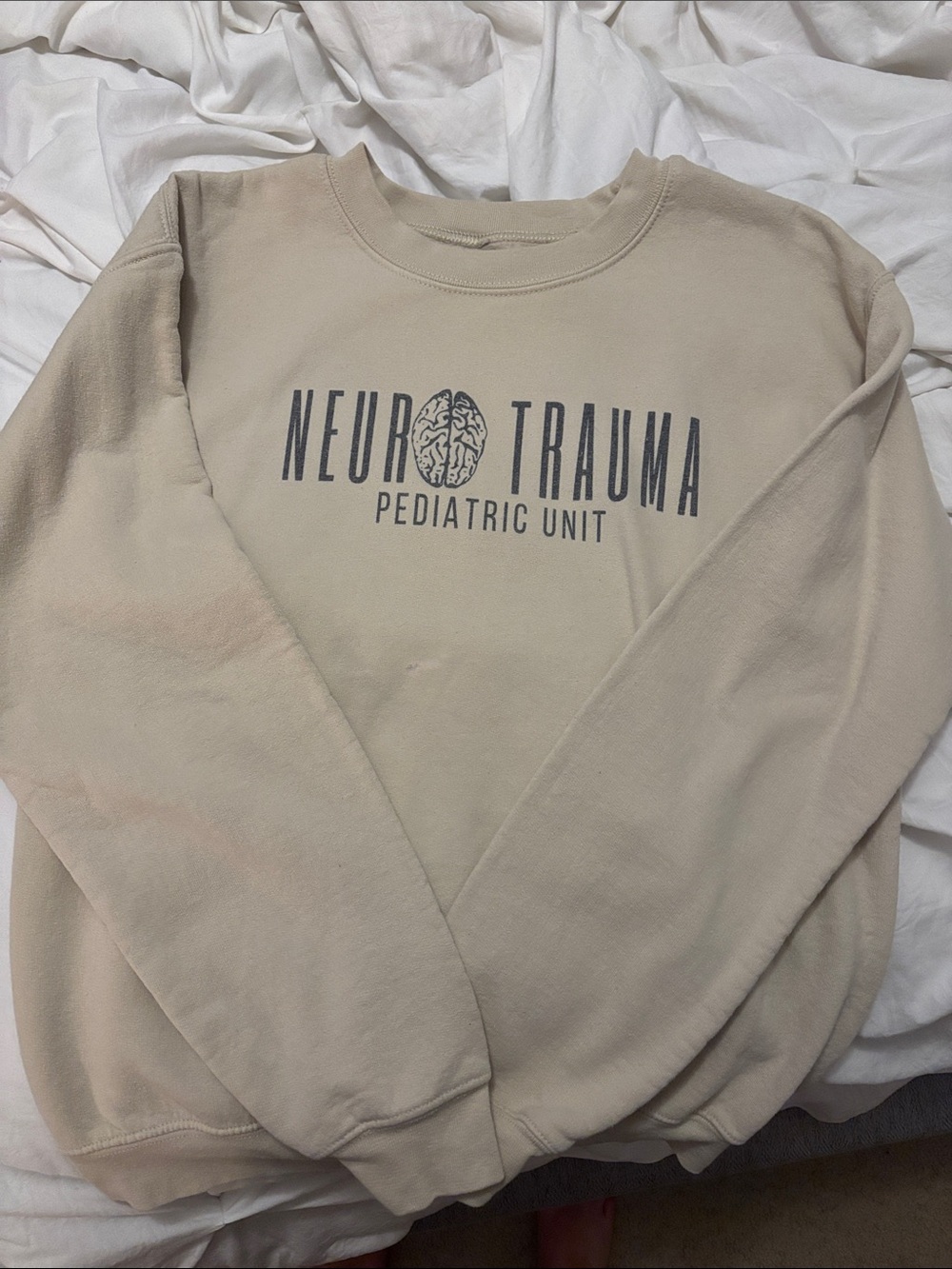 Neuro Trauma Pediatric Unit Beige Crewneck Sweatshirt